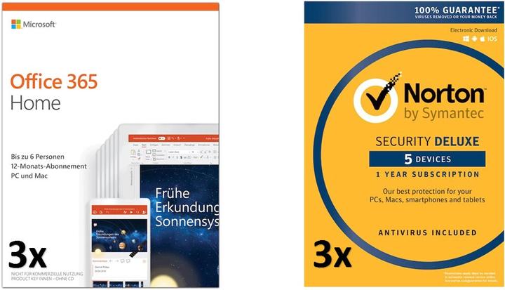 Microsoft Office 365 Home 3x inkl. Norton Security Deluxe 5 Lizenzen 3x