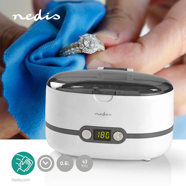 Image du produit Nedis Nettoyeur à ultrasons pour bijoux, 600ml, minuterie (43 kHz, 600 ml)