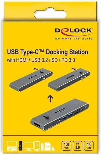 Produktbild Delock Dockingstation Dual USB Type-C™ mit HDMI / USB 3.2 / SD / PD 3.0 (Docking Port, 2 Ports)