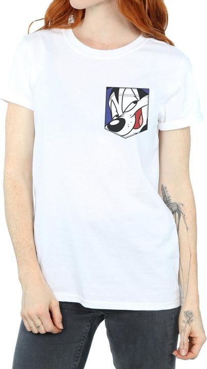 Immagine prodotto Looney Tunes Pepe Le Pew Face Faux Pocket Maglietta Ampia Donna (XL)