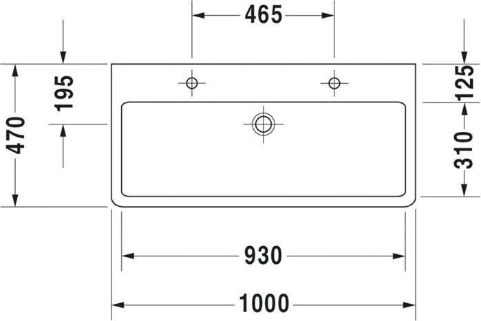 Actual product image Duravit Washbasin VERO w ÜL HLB 1000x470mm 2 tap holes white WG (470 mm, 1000 mm)