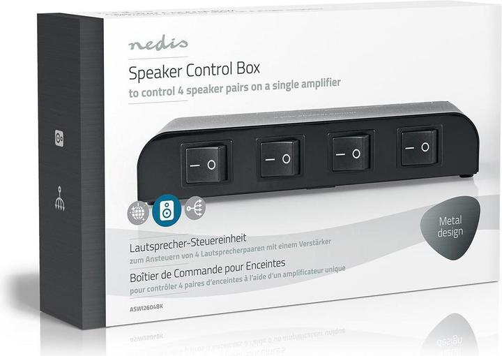 Produktbild Nedis Lautsprecher-Steuereinheit - 4 Wege - Anschlussklemme - Schwarz (0.10 m)