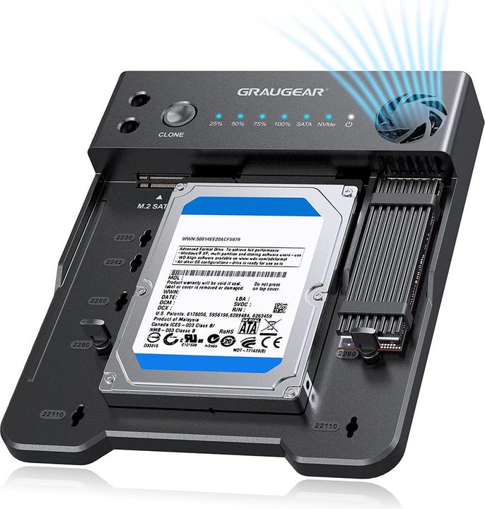 Graugear Klonstation für M.2 NVMe/SATA SSDds & 2,5"/3,5" HDD