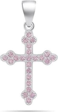 Image du produit Brilio Silver - Pendentif argenté avec zircons roses Cross PT84WP