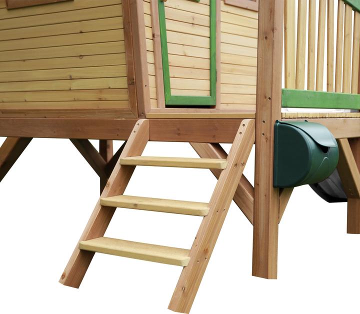 Produktbild Axi Robin Speelhuis in Bruin/Groen - Met Verdieping en Witte Glijbaan - Speelhuisje voor de tuin / buite