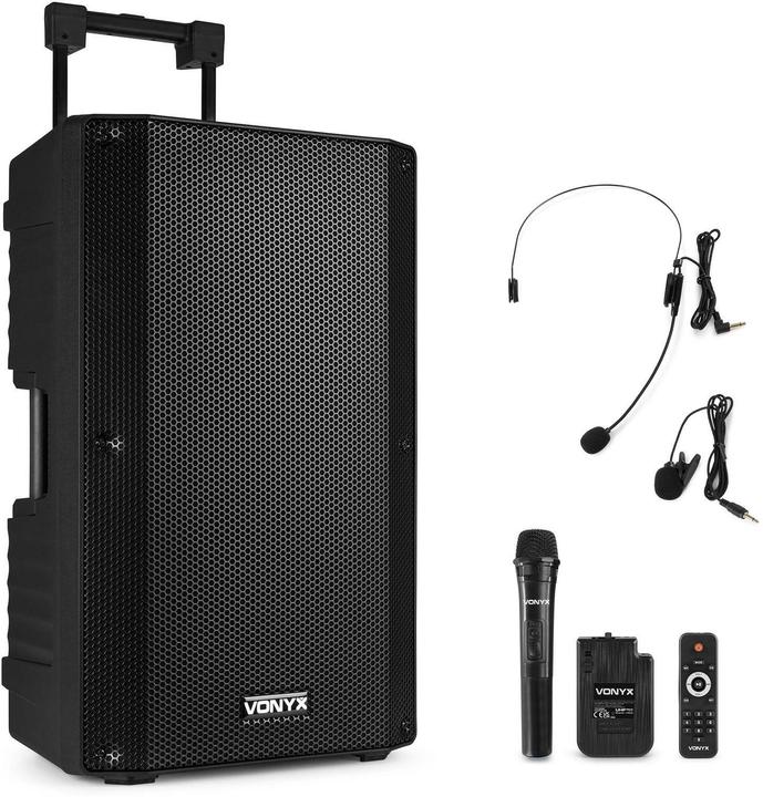 Image du produit speaker met Bluetooth - Vonyx VSA700-BP - met draadloze microfoon en headset microfoon - 1000W (Actif, 1x 500 W)