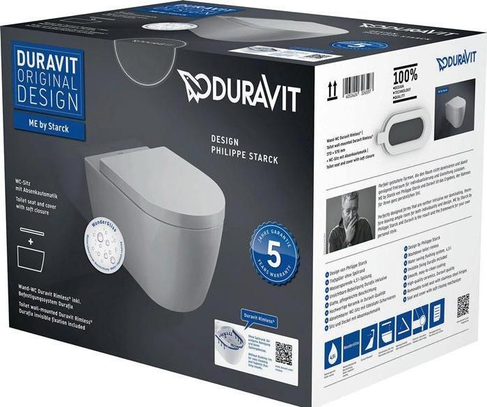 Actual product image Duravit Wall-hung WC set ME by Starck RIMLESS white WG