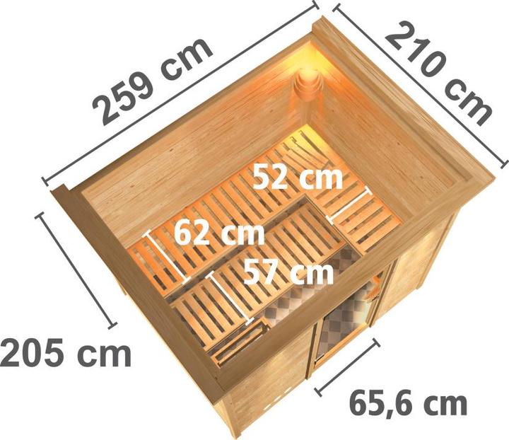 Actual product image Karibu Home sauna Sonara front entry (9 KW Bio external control)