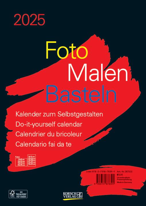 Bastelkalender Foto Malen Basteln (21 x 29.7 cm, Harter Einband, Deutsch, Englisch, Italienisch, Französisch)