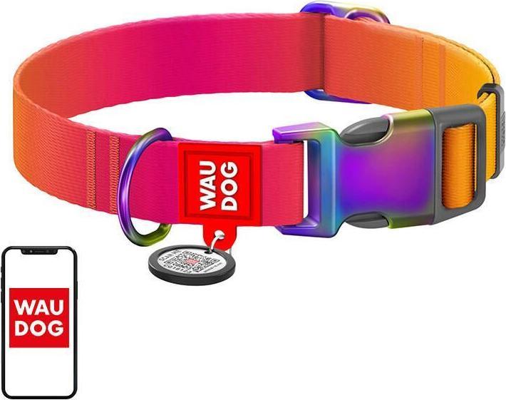 Produktbild Collar Nylon with QR code for Waudog gradient dog, orange, size XL (XL, Hund, Allgemein)