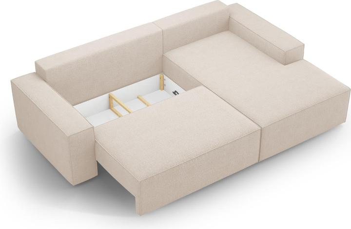 Actual product image Micadoni Bouclé Right Corner Sofa With Bed Function And Box, "Jodie", 3 Seats, 246x151x86 Made in Europe (Corner sofa)