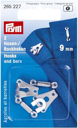 Produktbild Prym Hosen oder Rockhaken + Stege, silber 9 mm, Karte 2 Stk.