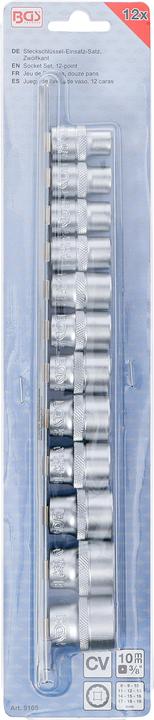 Actual product image BGS Socket Set, 12-point 10 mm (3/8") Drive 8 - 19 mm 12 pcs.