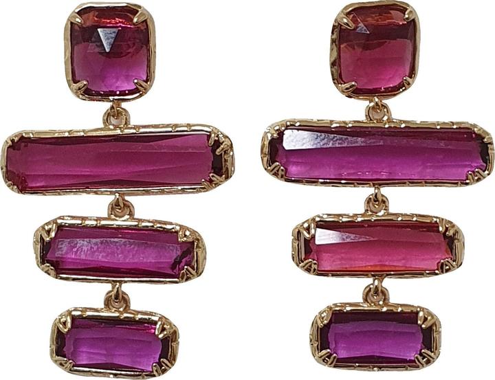 L'Officiel Orecchino tre elementi cristalli fucsia