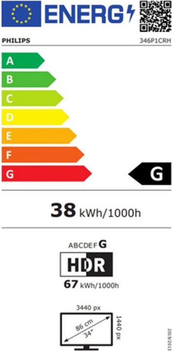 Energy Label Philips 34B1U5600CH (3440 x 1440 pixels, 34")