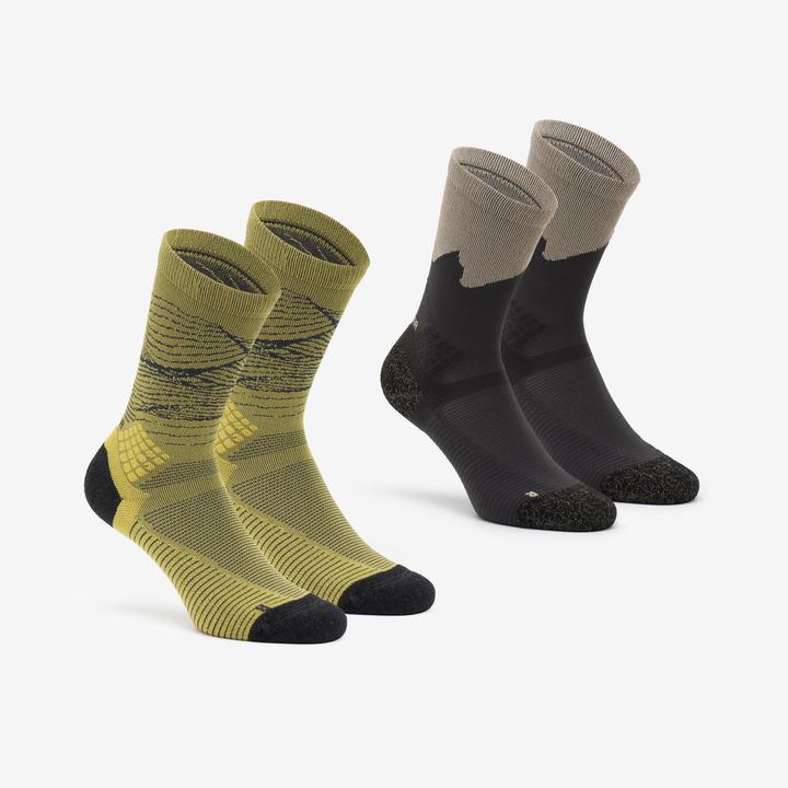Image du produit Quechua Chaussettes randonnée - hike 500 high trendy khaki et gris x2 paires (39, 42)