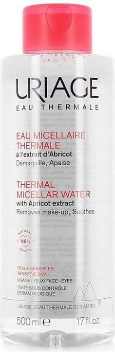 Urgo Uriage, thermisches mizelläres Wasser für empfindliche Haut mit Aprikosenextrakt, 500 ml (Mizellenwasser, 500 ml)