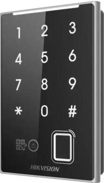 Actual product image Hikvision DS-K1109DKFB-QR Card reader with keypad, QR code and fingerprint