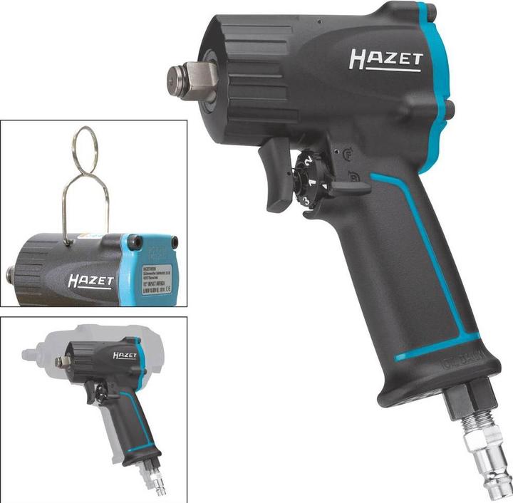 Actual product image HAZET Impact wrench ∙ extra short 9012M ∙ Maximum loosening torque: 1100 Nm ∙ Square, solid 12.5 mm… (Air blast)