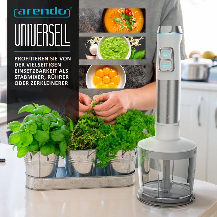 Immagine prodotto Arendo Frullatore a mano 1200W, set di frullatori a mano in acciaio inox con caraffa graduata, tritatutto