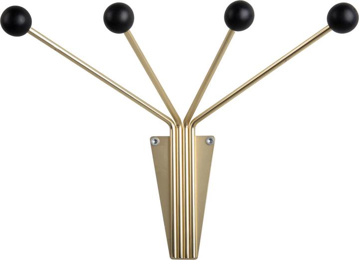 present time Wall hook Neptune Small 4 hooks, gold/black, Conscious