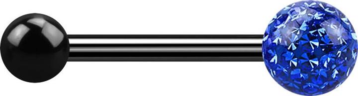Produktbild Star Piercing Barbell schwarz mit Kugel und Kristallkugel dunkelblau Epoxy Schutzschicht (Titan G23, ohne Messing)
