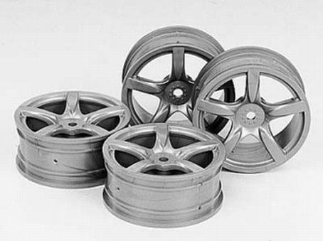 Produktbild Tamiya Arched 5-Spoke Wheels 4pcs silver (24mm +0