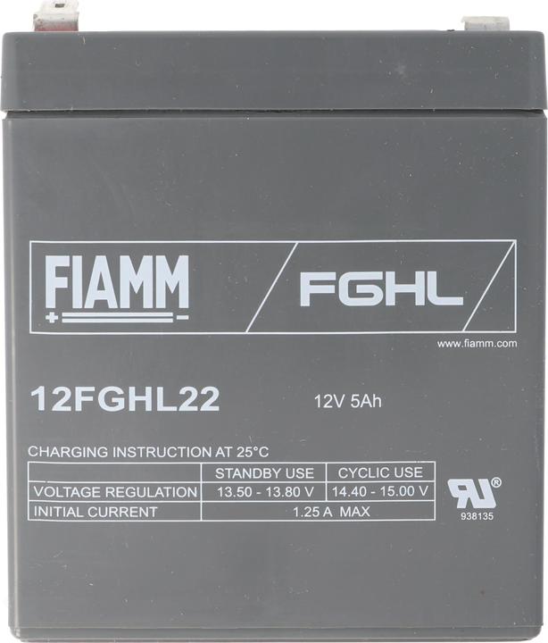 Image du produit Fiamm 12FGHL22 Batterie au plomb rechargeable 12 volts 5Ah, contact à fiche Faston 6,3mm (12 V, 5 Ah)