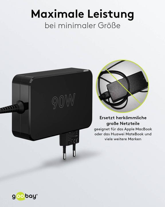 Actual product image Goobay USB-C charger for laptops 90 W black (90 W)