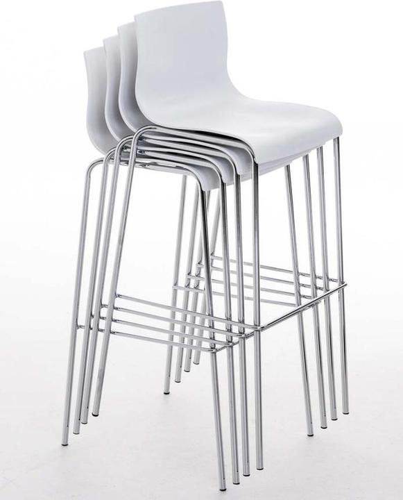 Image du produit CLP Tabouret de bar Hoover chromé 4 pieds, blanc