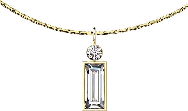 Image du produit Star Piercing Kette vergoldet Anhänger runder und grosser Baguette Kristall silber (sans laiton, Acier chirurgical 316L)