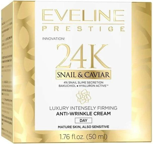Actual product image Eveline EVELINE 24k Snail&Caviar Anti-Wrinkle Cream Day krem przeciwzmarszczkowy na dzień 50ml (50 ml, Day cream)