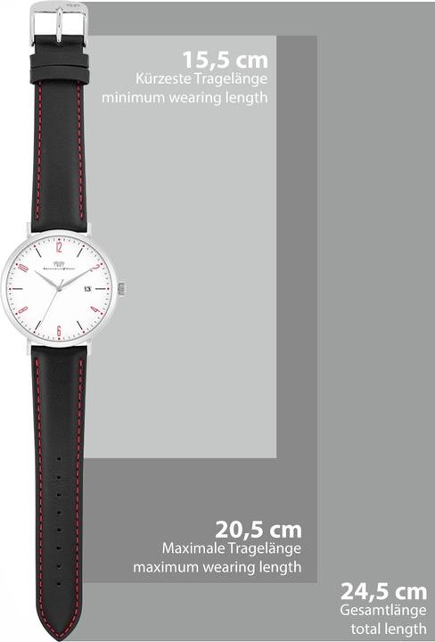 Immagine prodotto Orologio al quarzo Arakon II in vera pelle argento - 34074 (Orologio da polso analogico, 42 mm)