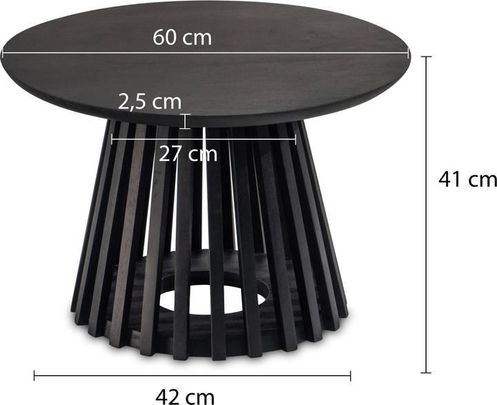 Produktbild FineBuy Couchtisch FB98651 Massivholz Schwarz (60 x 60 x 41 cm)