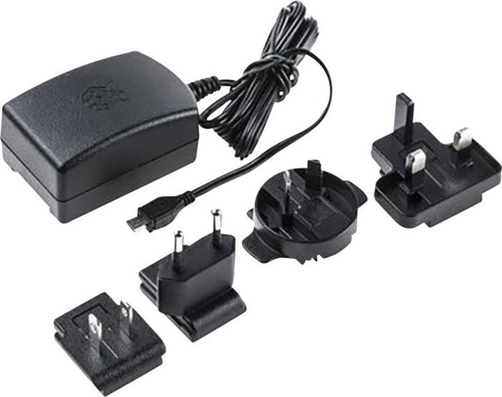 Actual product image Raspberry Pi Pi USB charger socket RB power supply3-B Black Output current (max.) 2500 mA 1 x Micro USB Pi 3