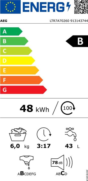 Energie-Label AEG LTR7A70260 (6 kg)