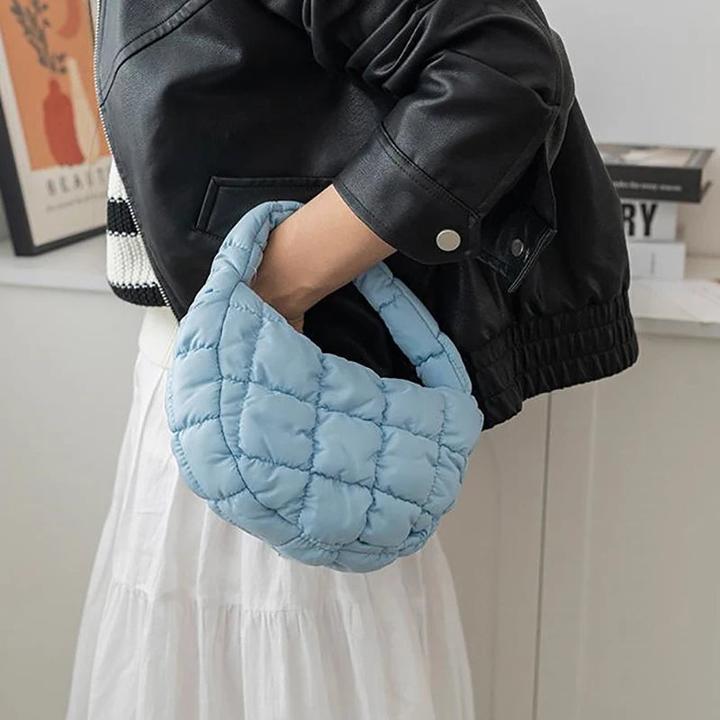 Produktbild Only-Bags.Store Mini-Tasche Gesteppter Kreis Telefon Purpur Elegant Lila Weiches Nylon Gepolstertes
