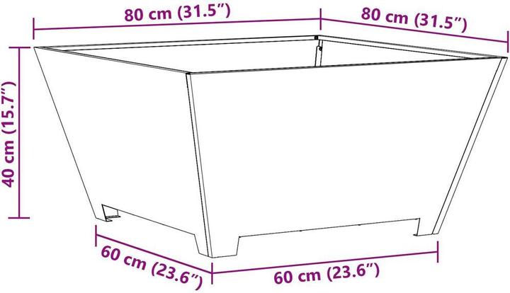Produktbild VidaXL Feuerstelle Quadrat Schwarz 80x80x40 cm Stahl (80 cm)