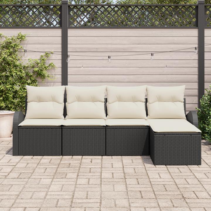 Produktbild VidaXL 5-teiliges Garten Sofa Set mit Kissen Schwarz Poly Rattan