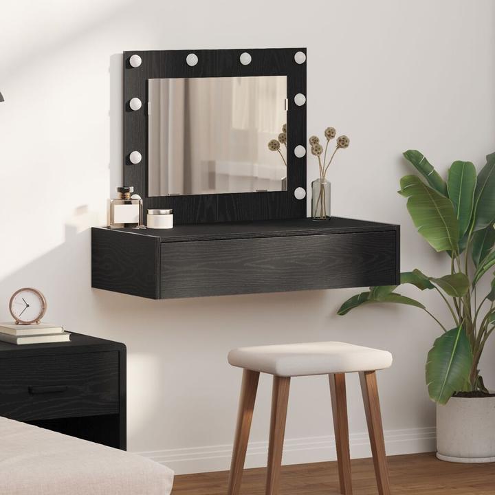 Immagine prodotto VidaXL Tavolino da toilette a parete con luci LED in rovere nero