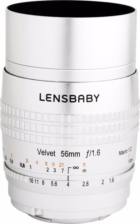 Produktbild Lensbaby Velvet 56 silver Sony E (Sony E, APS-C / DX, Vollformat)