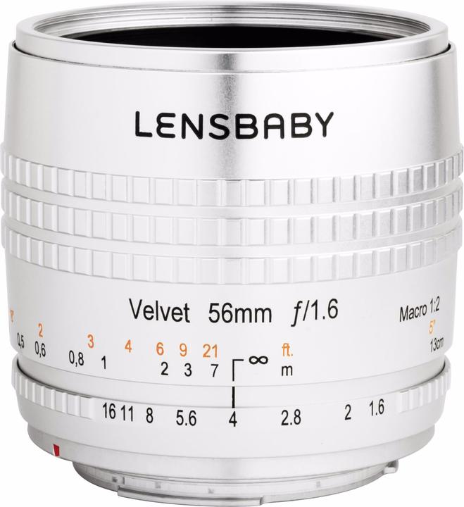 Produktbild Lensbaby Velvet 56 silver Sony E (Sony E, APS-C / DX, Vollformat)