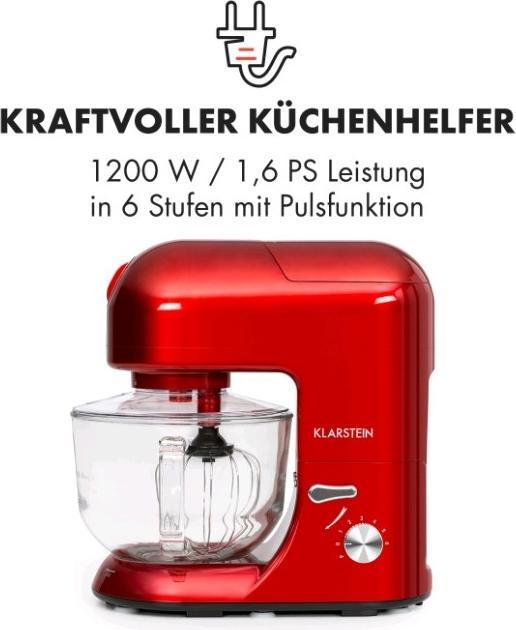 Klarstein Lucia Rossa 2G Küchenmaschine Rot (1300 W)