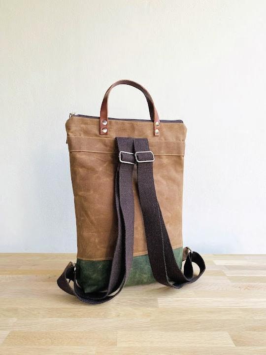 Only-Bags.Store Rucksack aus gewachstem Canvas - Karamell Dunkelgrün, Rucksack, Macbook 13" Rucksack, Rucksack