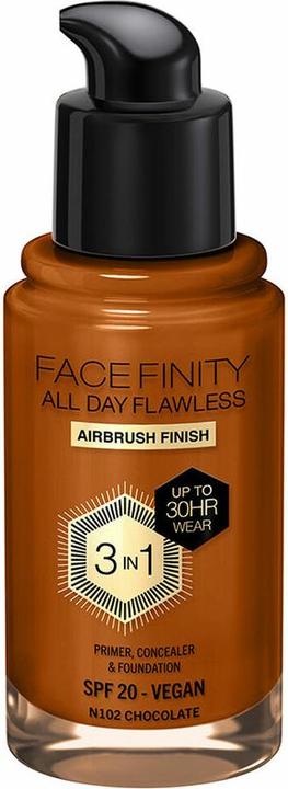 Produktbild Max Factor Facefinity All Day Flawless 3 In 1 Foundation N102-Chocolate 30ml (Nº N102 Chocolate)