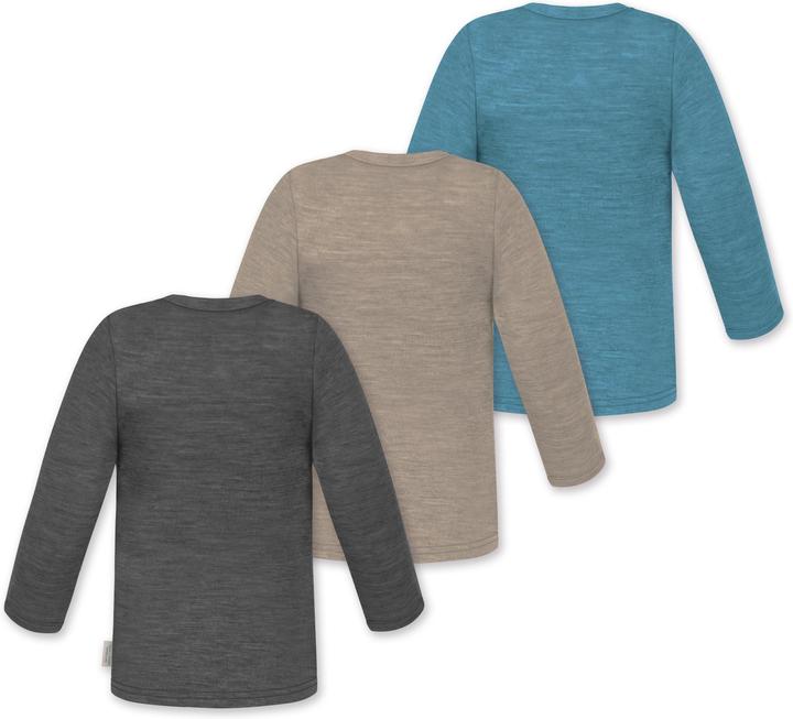 Produktbild Normani 3er Pack Baby Merino Longsleeve „Taupo" - 9475 (68)