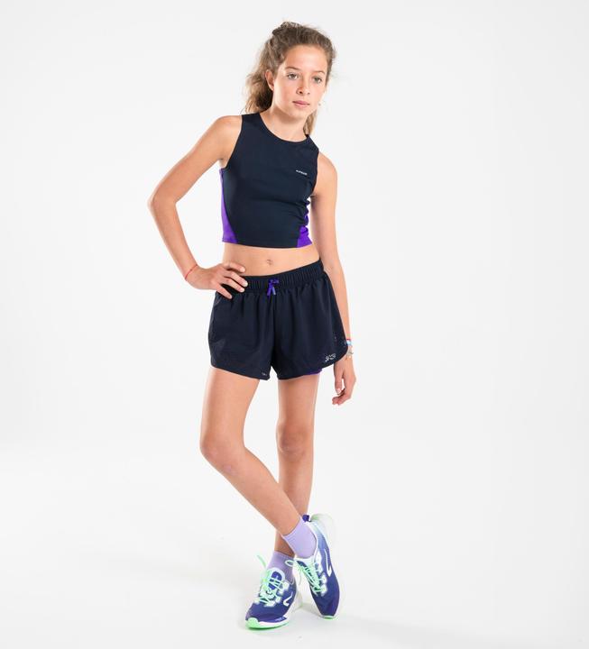 Immagine prodotto Kiprun Tanktop Croptop Running atmungsaktiv Mädchen - 900 dunkelblau/lila (14, 15, 16)
