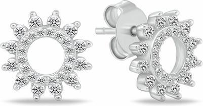 Brilio Silver - Minimalist bronze earrings Circles with zircons EA1058R
