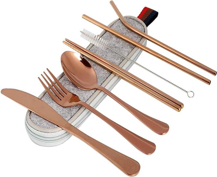 Produktbild JTI Reisebesteck, 8-teilig - Roségold (1 Stück, Besteck Set)