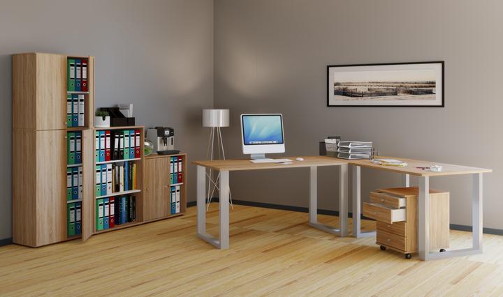 Immagine prodotto VCM Scrivania angolare Lona Profondità 80 cm U Alu Argento (220 x 80 x 76 cm)
